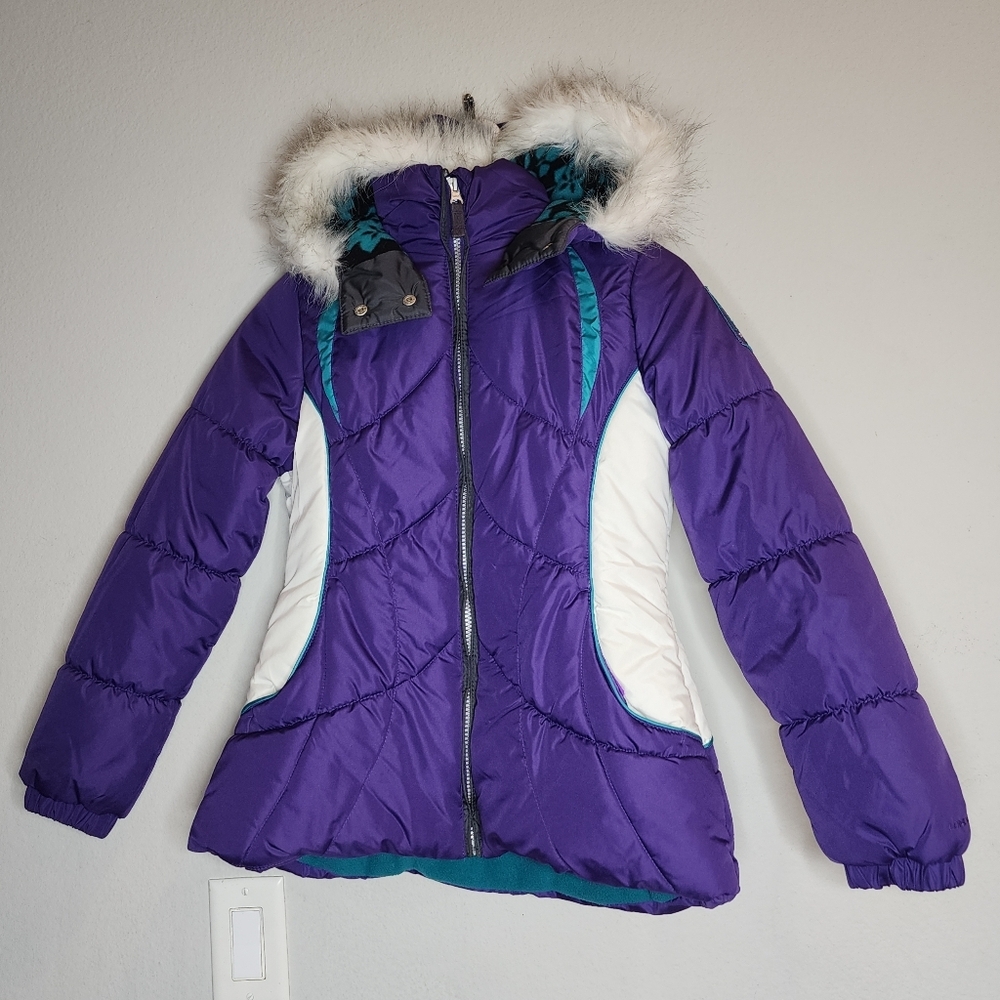 London‎ Fog Purple Winter Insulated Coat Full Zip Removable Hood Girls Size M